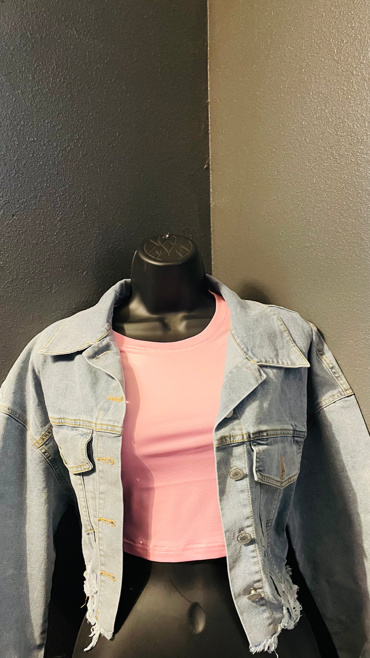 Hollywood Denim Cropped Ripped Jacket