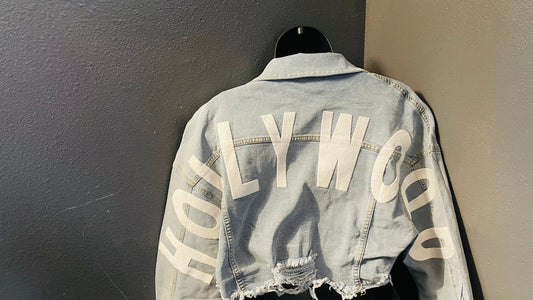 Hollywood Denim Cropped Ripped Jacket